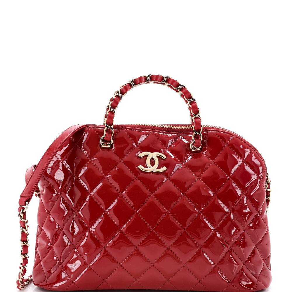Chanel Small Coco Top Handle Shopping Bag Quilted Patent